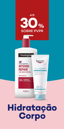 Produtos de hidratação corporal com destaque promocional de até 30% sobre preço de Venda ao Público Recomendado